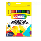 CANETINHAS HIDROGRAFICAS 12 CORES ACRILEX